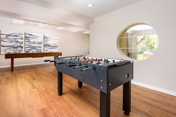 A foosball table at 55+ FountainGlen Temecula, Temecula